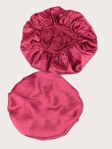 1pc Sleep Bonnet Soft Silk Bonnet With Elastic Band - Burgundy - View 5