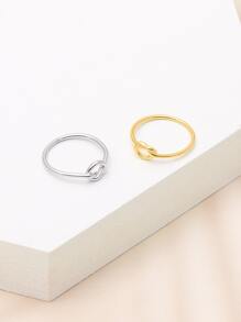 ESBERRY 1入組Love打結圓環女士們首飾類適合女士S925純銀簡約風素色圓環精細的首飾類適合女孩日常生活裝飾適用於情侶約會禮物