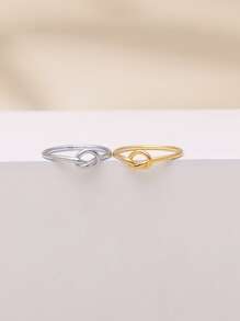 ESBERRY 1入組Love打結圓環女士們首飾類適合女士S925純銀簡約風素色圓環精細的首飾類適合女孩日常生活裝飾適用於情侶約會禮物