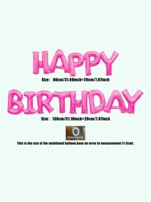 2pcs/set Pink Happy Birthday Foil Balloons, Capital Letters 'happy Birthday' Connected, Ideal For Hanging As Decorations For Birthday Party - Hot Pink - View 4