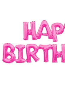 2pcs/set Pink Happy Birthday Foil Balloons, Capital Letters 'happy Birthday' Connected, Ideal For Hanging As Decorations For Birthday Party - Hot Pink - View 3