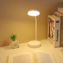 1pc 12-Inch 10-LED Dimmable 3-Color Adjustable Desk Lamp, 1200mAh Rechargeable, White Color Dimmable Eye-Caring Reading/Study Lamp For Desk