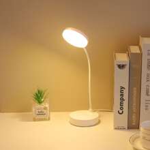 1pc 12-Inch 10-LED Dimmable 3-Color Adjustable Desk Lamp, 1200mAh Rechargeable, White Color Dimmable Eye-Caring Reading/Study Lamp For Desk