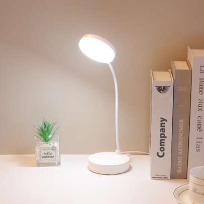 1 pieza Lámpara de escritorio de 12 pulgadas con 10 LED, regulable, ajustable a 3 colores, recargable de 1200mAh, lámpara para lectura/estudio con cuidado ocular, color blanco regulable
