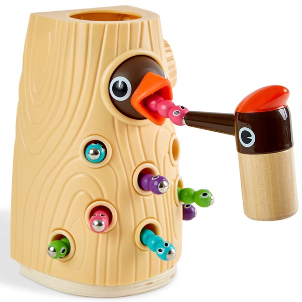 Montessori Toys For 2 Year Old Girl And Boy Gifts, Fine Motor Skills Toddler Toys Age 2-4, Woodpecker Worm Toy Magnetic Bird Feeding Game