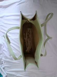 時尚鏤空編織花朵設計圍巾單肩包 - 綠色 - 查看 10