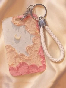 1入組花卉圖案徽章夾帶帶和創意便攜卡袖適用於學生和辦公室工人 - 彩色 - 查看 1