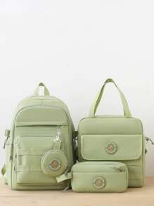 4 piezas/set Conjunto de bolso de moda coreano estilo unicolor - Verde - Ver 1