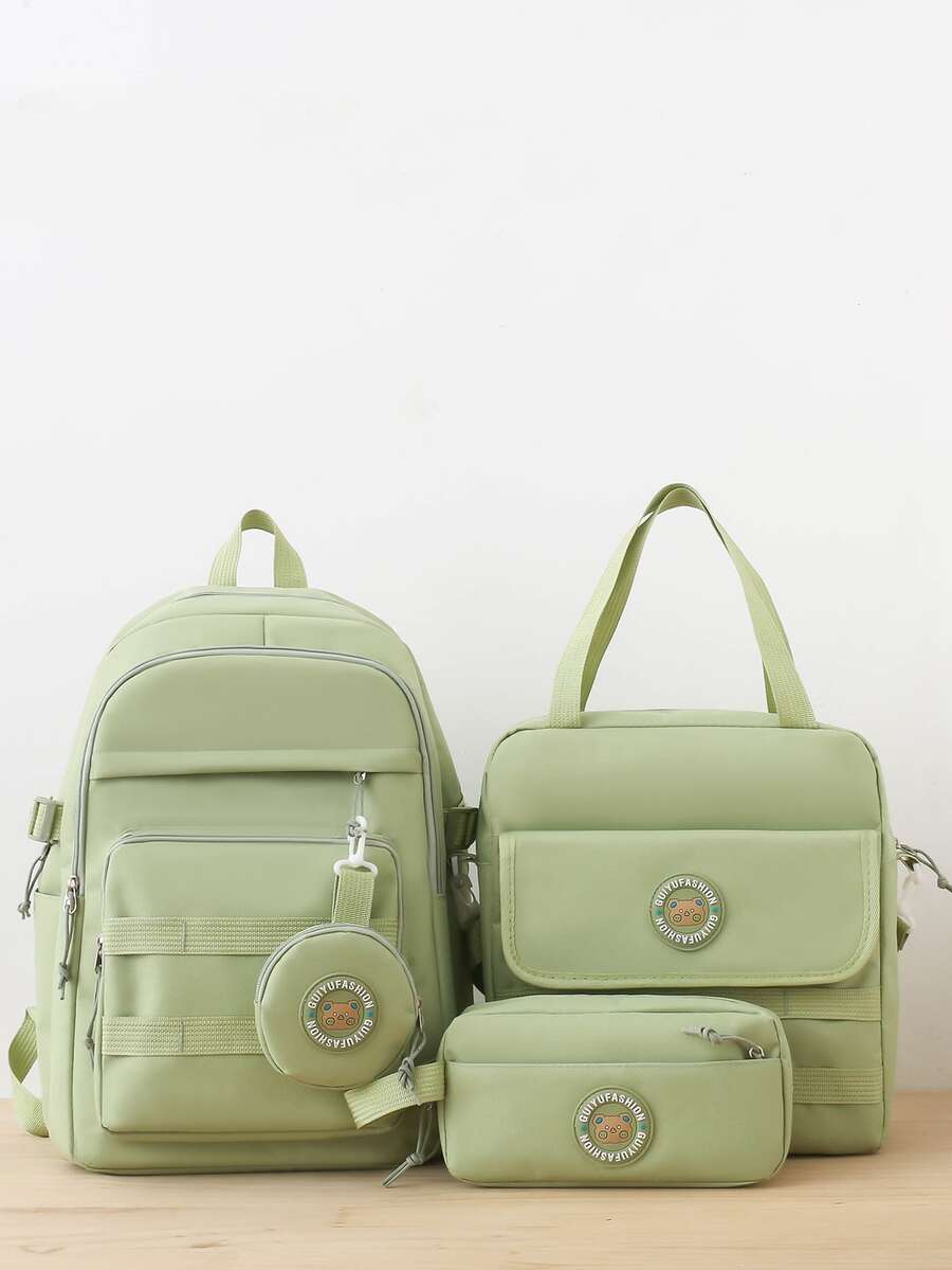 4 piezas/set Conjunto de bolso de moda coreano estilo unicolor - Verde - Ver 1