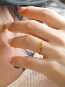 ESBERRY 1入組Love打結圓環女士們首飾類適合女士S925純銀簡約風素色圓環精細的首飾類適合女孩日常生活裝飾適用於情侶約會禮物