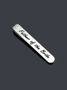 suteyi 1枚不銹鋼長款領帶夾新娘父親,新郎父親男士婚禮父親和岳父身份領帶夾 - 銀色 - 查看 4