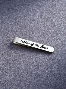 suteyi 1枚不銹鋼長款領帶夾新娘父親,新郎父親男士婚禮父親和岳父身份領帶夾 - 銀色 - 查看 3