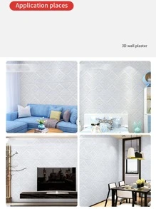 10 cái 3MM Dày Phong cách châu Âu 35x35CM Kích thước nhỏ Hình nền Xpe Không thấm nước Bọt Gạch Tự dính Giấy dán tường - trắng - Xem 9