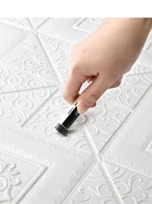 10 cái 3MM Dày Phong cách châu Âu 35x35CM Kích thước nhỏ Hình nền Xpe Không thấm nước Bọt Gạch Tự dính Giấy dán tường - trắng - Xem 5