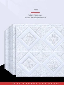 10 cái 3MM Dày Phong cách châu Âu 35x35CM Kích thước nhỏ Hình nền Xpe Không thấm nước Bọt Gạch Tự dính Giấy dán tường - trắng - Xem 2