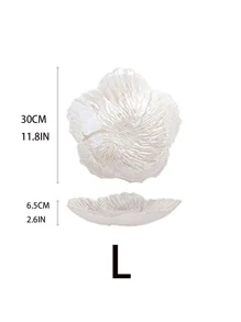 1入組彩虹色白色花朵形狀盤子,現代風格玻璃水晶水果小吃盤子帶極簡風格設計