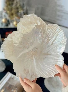 1入組彩虹色白色花朵形狀盤子,現代風格玻璃水晶水果小吃盤子帶極簡風格設計