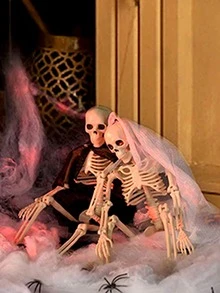 1 pieza de plástico humano esqueleto Decoración Adorno , realista de cráneo esqueleto modelo - Blanco - Ver 3