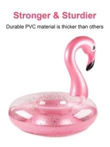 1入組火烈鳥設計加厚 PVC 充氣游泳環泳池浮板