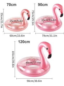 1入組火烈鳥設計加厚 PVC 充氣游泳環泳池浮板