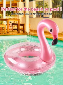 1入組火烈鳥設計加厚 PVC 充氣游泳環泳池浮板