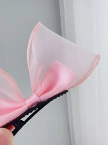 2个粉色网状蝴蝶结发夹套装 - 淺粉色 - 查看 7