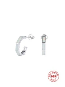 1雙18K金鍍金S925銀白色蛋白石耳環,時尚&豪華女性首飾類禮品