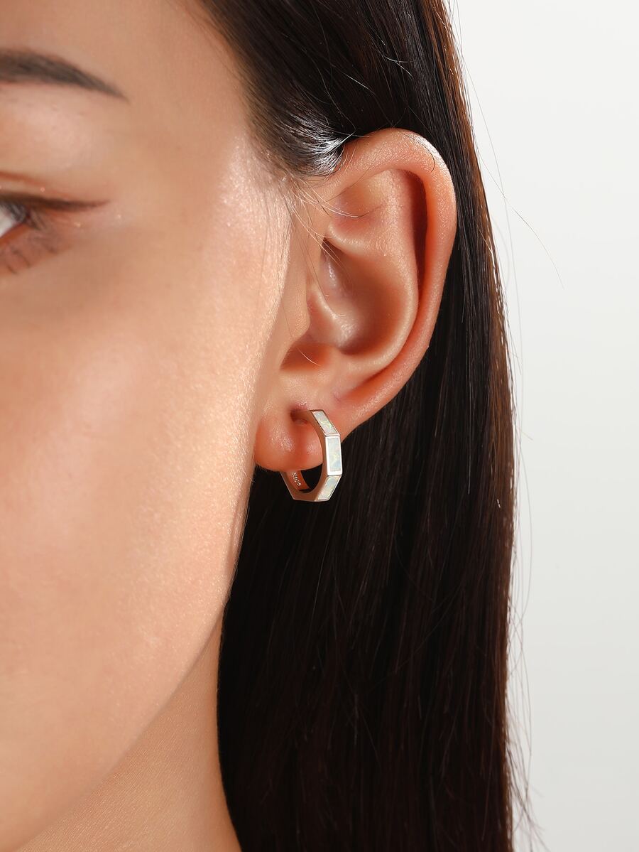 1雙18K金鍍金S925銀白色蛋白石耳環,時尚&豪華女性首飾類禮品