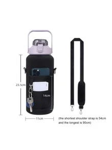 Portable Sports Water Bottle Sleeve With Shoulder Strap And Phone Holder - Protects And Insulates Half Gallon Bottles For Easy Hydration On The Go(Water Bottle Not Included) - Black - View 3