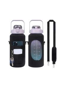 Portable Sports Water Bottle Sleeve With Shoulder Strap And Phone Holder - Protects And Insulates Half Gallon Bottles For Easy Hydration On The Go(Water Bottle Not Included) - Black - View 4