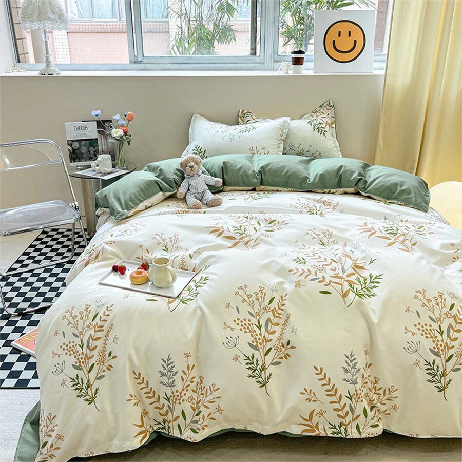 3pcs Tươi Thiết kế hoa Bộ chăn ga gối ( 1 Vỏ chăn Duvet + 2 Vỏ gối ) Không có Đổ đầy - Nhiều màu - Xem 1