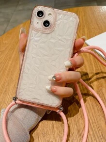 時尚眼睛印花手工斜挎包帶防丟失掛繩和新款手機殼保護套 - 粉色 - 查看 2