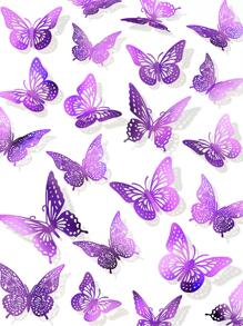 72入組3D蝴蝶墻面裝飾套裝,金色顏色,3尺寸可拆卸蝴蝶牆貼適用於裝飾房間,畢業派對,生日,臥室,客廳,蛋糕&花裝飾用品 - 紫色 - 查看 1