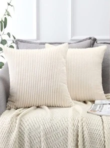 4 cái/bộ Sọc Sang trọng Vỏ gối Với Trang trí Nơ Đối với Sofa , Giường , Ô tô/xe hơi , Phòng khách Đồ trang trí - Màu be - Xem 2