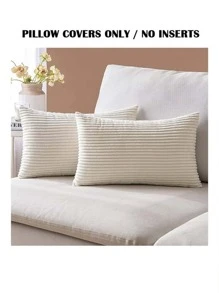 4 cái/bộ Sọc Sang trọng Vỏ gối Với Trang trí Nơ Đối với Sofa , Giường , Ô tô/xe hơi , Phòng khách Đồ trang trí - Màu be - Xem 3