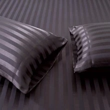3pcs/ 4pcs Satin Striped Bed Sheets, Soft Silk Lightweight Bed Set For Bedroom Twin/ Full/ Queen/ King - Black - View 3