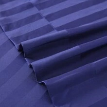 3pcs/ 4pcs Satin Striped Bed Sheets, Soft Silk Lightweight Bed Set For Bedroom Twin/ Full/ Queen/ King - 藏蓝色 - 查看 6