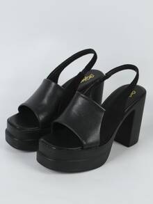 Của phụ nữ Giải trí Ngày lễ Phong cách Đen chất liệu da PU Gót dày Cao gót Dép xăng đan - màu đen - Xem 5