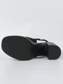 Của phụ nữ Giải trí Ngày lễ Phong cách Đen chất liệu da PU Gót dày Cao gót Dép xăng đan - màu đen - Xem 6