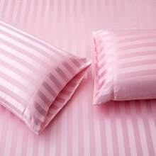 3pcs/ 4pcs Satin Striped Bed Sheets, Soft Silk Lightweight Bed Set For Bedroom Twin/ Full/ Queen/ King - 粉色 - 查看 3