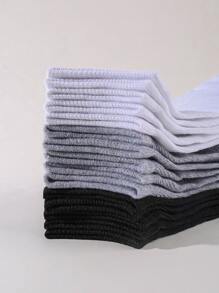 15 Pairs Of Solid Color Children's Socks For Boys And Girls