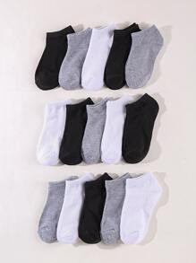 15 Pairs Of Solid Color Children's Socks For Boys And Girls