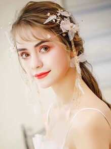 2 chiếc kẹp tóc trang trí hoa - trắng - Xem 2