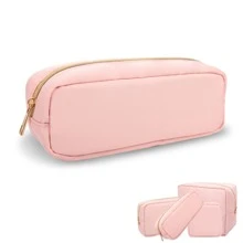 尼龙小化妆包，可爱学院风粉色化妆包，化妆品拉链袋，防水便携旅行洗漱包，手拿包，化妆刷包，收纳袋，适合男女女孩（粉色），女士礼物，女孩礼物，女友礼物，化妆包，化妆品收纳袋，化妆品收纳袋 - 粉色 - 查看 6
