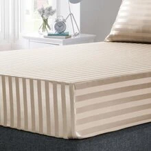 3pcs/ 4pcs Satin Striped Bed Sheets, Soft Silk Lightweight Bed Set For Bedroom Twin/ Full/ Queen/ King - 灰褐色 - 查看 4