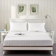 3pcs/ 4pcs Satin Striped Bed Sheets, Soft Silk Lightweight Bed Set For Bedroom Twin/ Full/ Queen/ King - 象牙 - 查看 1