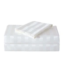 3pcs/ 4pcs Satin Striped Bed Sheets, Soft Silk Lightweight Bed Set For Bedroom Twin/ Full/ Queen/ King - 象牙 - 查看 7