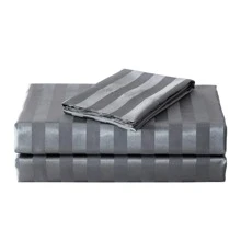 3pcs/ 4pcs Satin Striped Bed Sheets, Soft Silk Lightweight Bed Set For Bedroom Twin/ Full/ Queen/ King - 深灰色 - 查看 7