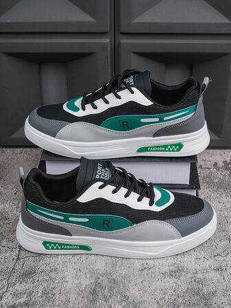 男士夏季休閒鞋彈簧秋天透氣白色網紗運動鞋,流行鞋