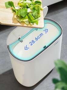 Sleek & Modern Press-Top Bathroom Trash Can | Large, Odor-Free, No Electricity Needed – Perfect For Any Home - White - View 5